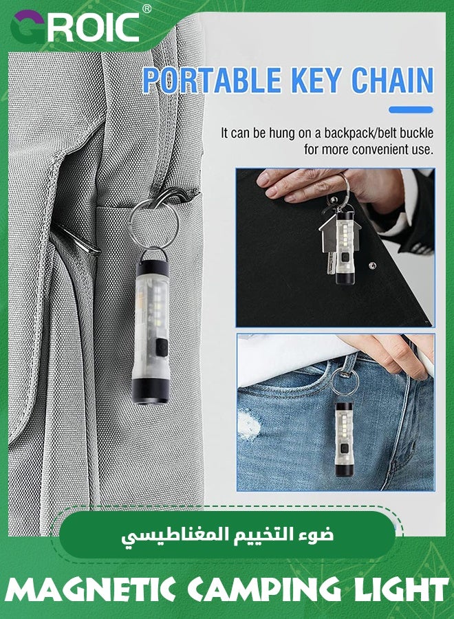 GROIC Mini Flashlight with Hook, Portable Camping Lantern, LED Flashlight with Magnetic Hook, Type-C Charging, Pocket Torch for Tent, Outdoor - Image 3