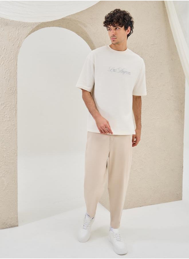Styli Slogan Embroidered Dropped Shoulder Oversized T-Shirt  - Image 2