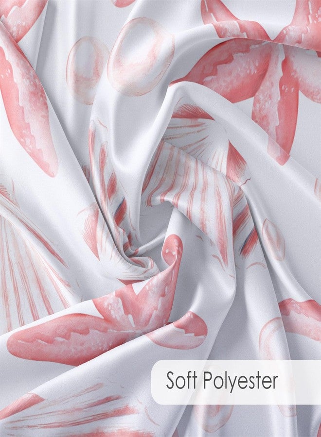 HVEST Nautical Coastal Shower Curtain for Bathroom Pink Seashell Seastar on White Fabric Shower Curtain with Hooks Summer Ocean Beach Bathroom Decor Curtains,72L X 60W inches - Image 4