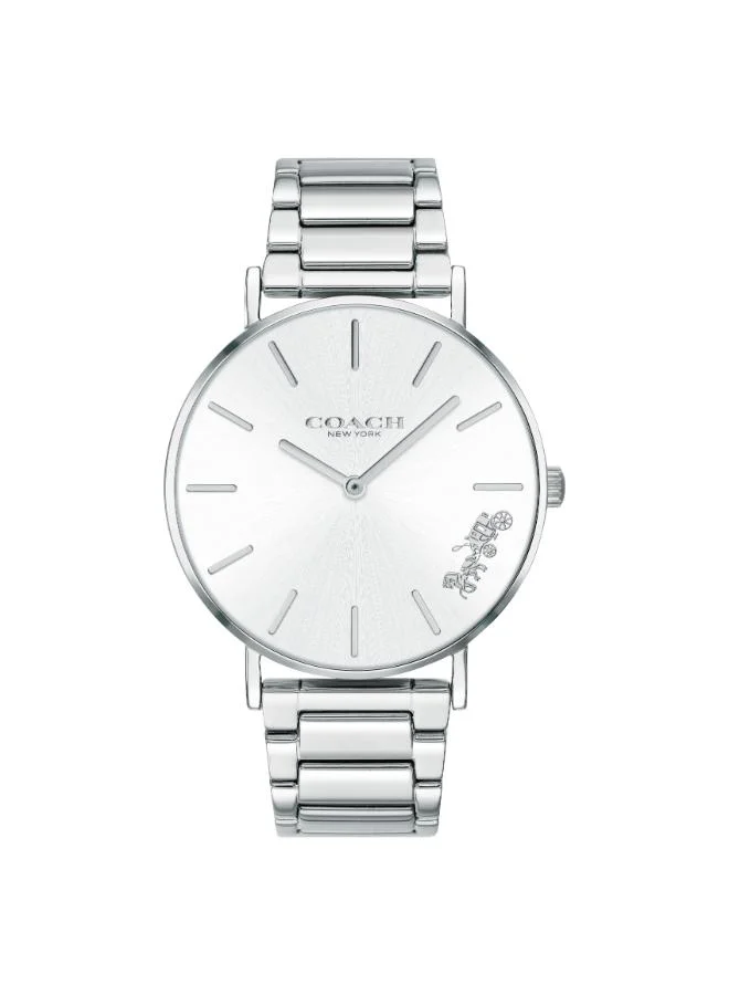 Coach Women's Quartz Watch, Silver-White Dial, Stainless Steel Strap