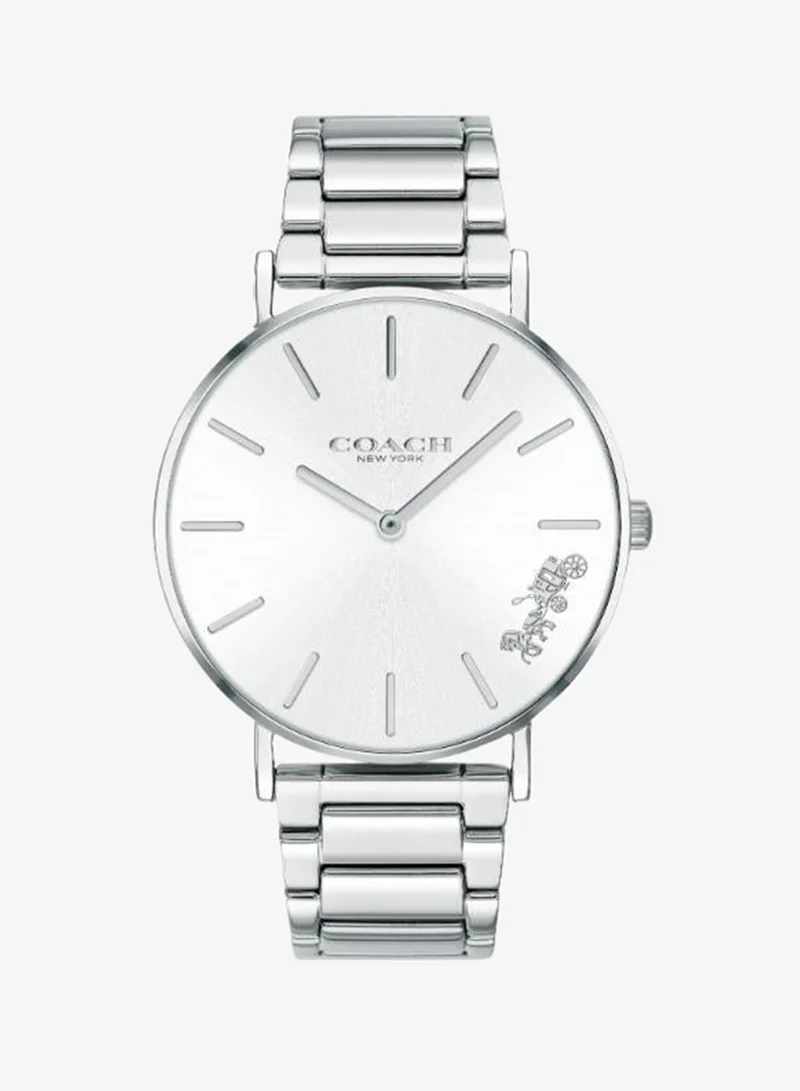 Coach Women's Quartz Watch, Silver-White Dial, Stainless Steel Strap