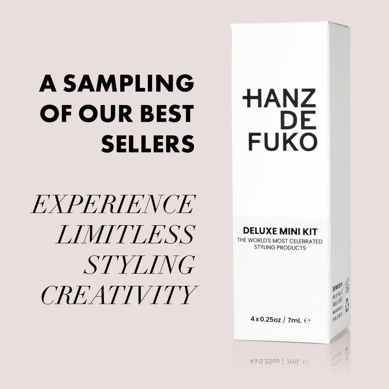 hanz de fuko مجموعة العناية بالشعر هانز دي فوكو ديلوكس - عينة تصفيف فائقة تحتوي على كلايميشين، شمع إسفنجي، بوميد تعديل، كريم مخطط - 4 عبوات، 0.25 أونصة لكل منها - Image 2