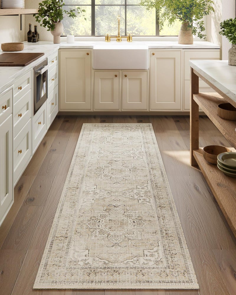 palohom Machine Washable Runners Rug for Hallway 26x8 Kitchen Runner Rugs with Rubber Backing Non Slip Low Pile Soft Faux Wool Boho Floor Rug Carpet Runners for Hallways Entryway Bedroom Kitchen Farmhouse - Image 2