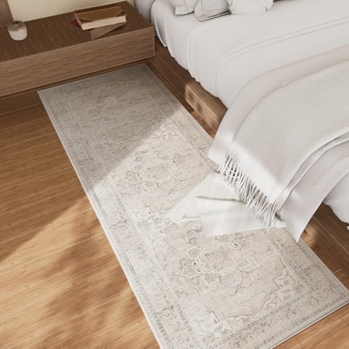 palohom Machine Washable Runners Rug for Hallway 26x8 Kitchen Runner Rugs with Rubber Backing Non Slip Low Pile Soft Faux Wool Boho Floor Rug Carpet Runners for Hallways Entryway Bedroom Kitchen Farmhouse - Image 3