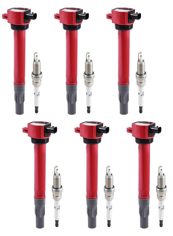 Pindex 6 Pack Ignition Coils and Iridium Spark Plugs,UF502 7781 Coil Pack Kits Compatible with 2006-2010 Chrysler 2006-2011 Dodge 2009-2010 Volkswagen 04606869AB 04606869AA - Image 1