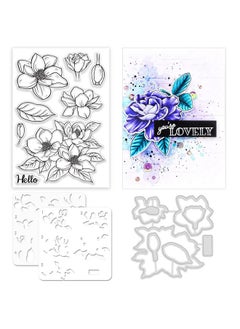 ORIGACH Realistic Magnolia Flower Stamps And Die And Layering Coloring Stencil Bundle For Card Making Album Arts Crafts Supplies  - Image 1