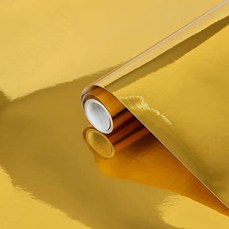 LIVECOOL™ 3D Chrome Mirror Golden Vinyl Wrap Adhesive Car Sticker Decal Film Adhesive Vinyl Wrap Car Sticker Decal Film Bike & Car Air Release Waterproof wrap Sheet (Golden Chrome wrap, 12 X 48 Inch) - Image 5