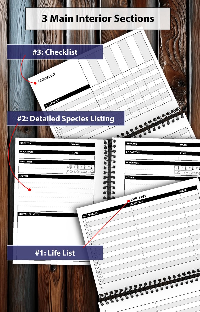 OptiLiving Publishing Birding Journal with Life List & Checklist A5 - Image 3
