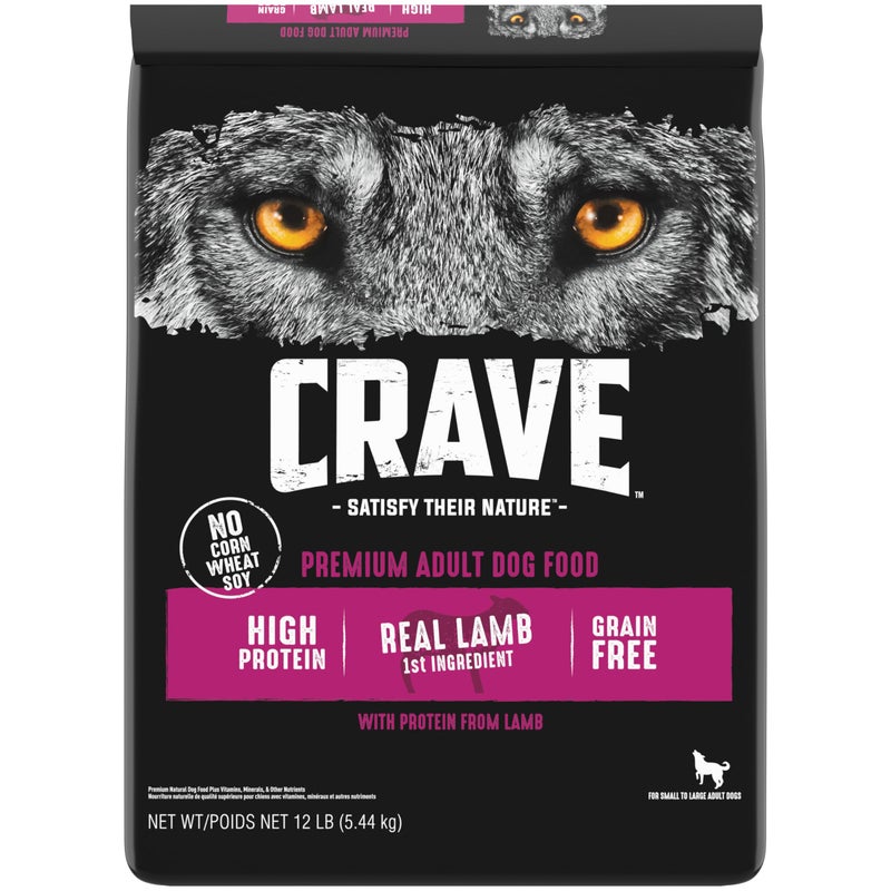 CRAVE Grain Free High Protein Adult Dry Dog Food with Lamb 12 lb Bag