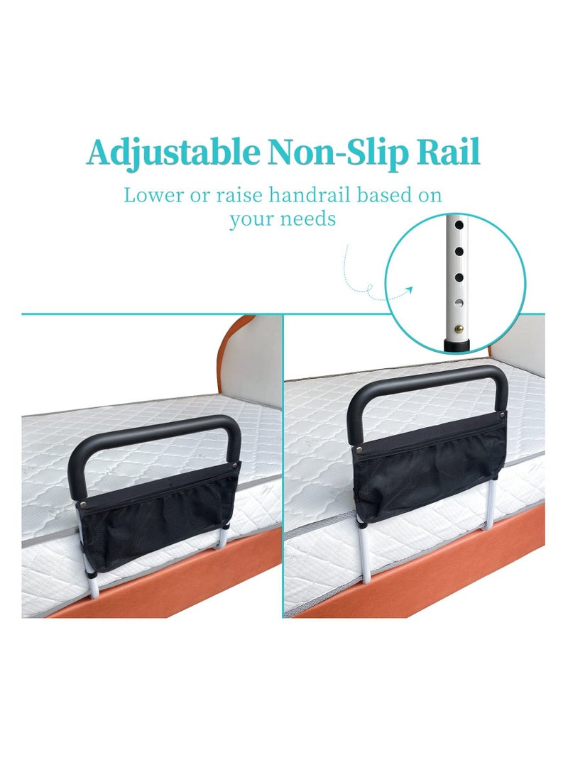 Arabest Bed Rails for Elderly Adults Safety with Adjustable Heights Storage Pocket Assist Support Side Railings for Seniors Citizens Slides Under Mattressbed Cane Medical Bed Guard Bed Handles Bars - Image 5