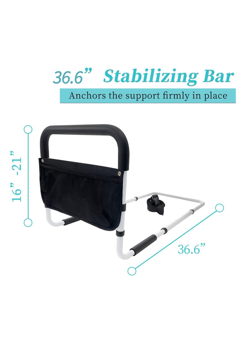 Arabest Bed Rails for Elderly Adults Safety with Adjustable Heights Storage Pocket Assist Support Side Railings for Seniors Citizens Slides Under Mattressbed Cane Medical Bed Guard Bed Handles Bars - Image 2
