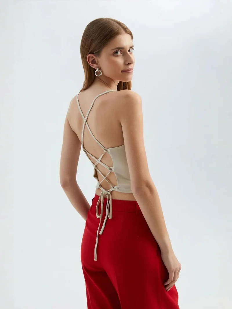 HICCUP Spaghetti Strap Cami Top with a Back Detail