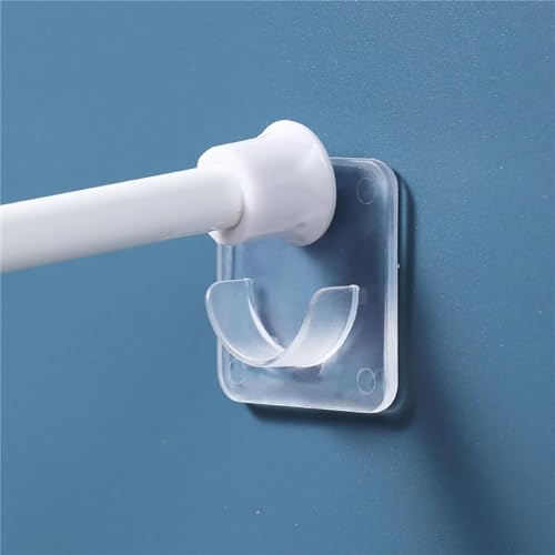 ELMVIA QARB No Drill Curtain Rod Brackets No Drilling Self Adhesive Curtain Rod Holder Hooks Nail Free Adjustable Curtain Rod Hooks Curtain Hangers for Bathroom Kitchen Home Bathroom and Hotel (6PCS) - Image 1