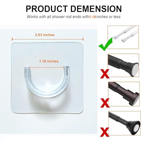 ELMVIA QARB No Drill Curtain Rod Brackets No Drilling Self Adhesive Curtain Rod Holder Hooks Nail Free Adjustable Curtain Rod Hooks Curtain Hangers for Bathroom Kitchen Home Bathroom and Hotel (6PCS) - Image 3