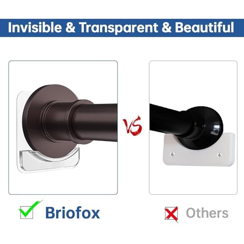 ELMVIA QARB No Drill Curtain Rod Brackets No Drilling Self Adhesive Curtain Rod Holder Hooks Nail Free Adjustable Curtain Rod Hooks Curtain Hangers for Bathroom Kitchen Home Bathroom and Hotel (6PCS) - Image 4