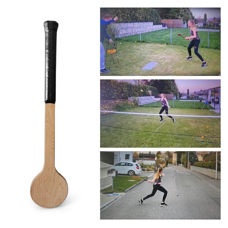 Kids Tennis Training Racket - Premium Wood Construction Durable Practice Tool for Kids Tennis Skill Improvement With Comfortable Random Color Grip to Boost Swing Accuracy - Image 4