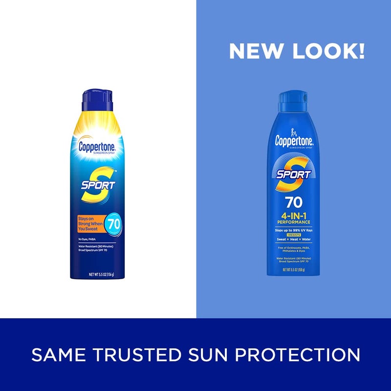 Coppertone SPORT Continuous Sunscreen Spray Broad Spectrum SPF 70 (5.5 Ounce) (Packaging may vary) - Image 2