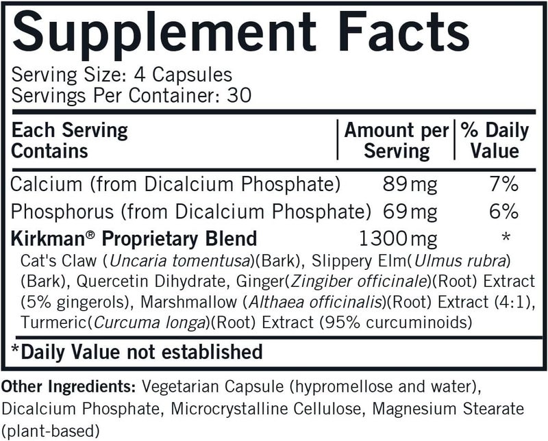 Kirkman Gastromune Allergy Support  Hypoallergenic120 Vegetarian Capsules GlutenCasein Free - Image 2