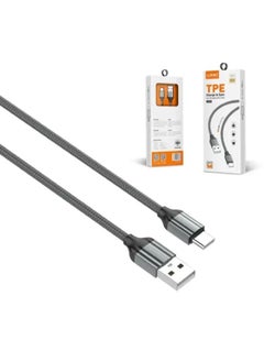 LS441 TPE Fast Charging Data Cable Type-C To USB-A, 1M Length And 2.4A Current Max - Grey