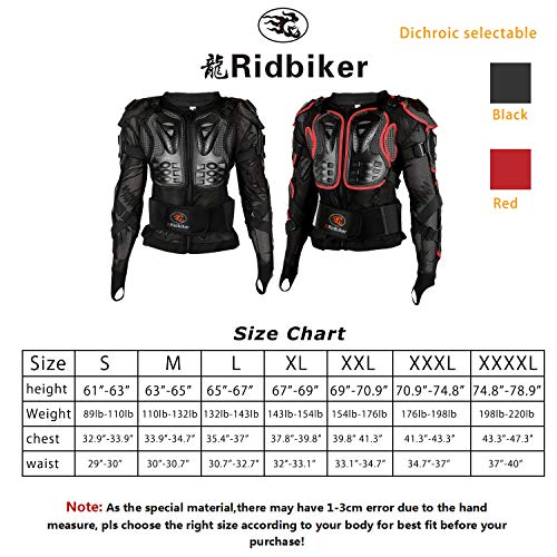 RIDBIKER درع كامل لجسم دراجة نارية من ريدبايكر مع سترة سباق قابلة للإزالة (أسود، M) - Image 2