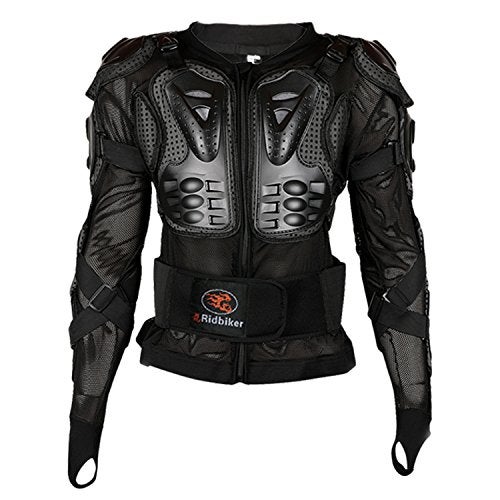 RIDBIKER درع كامل لجسم دراجة نارية من ريدبايكر مع سترة سباق قابلة للإزالة (أسود، M) - Image 1