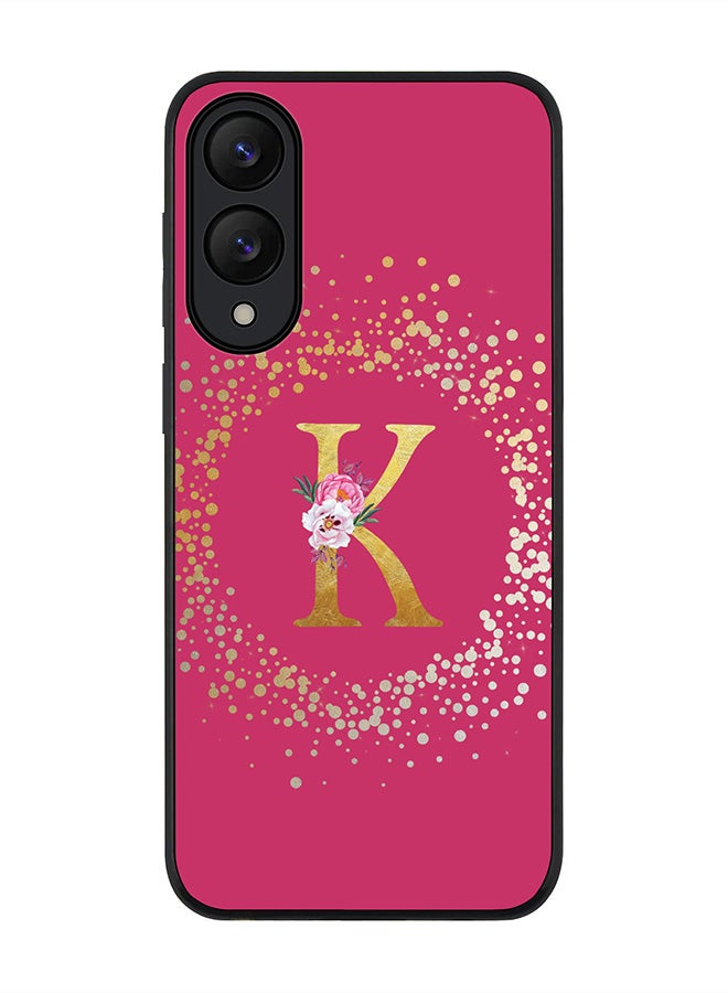 Stylizedd For Samsung Galaxy S25 Edge Case,Slim fit Camera Protection, Shockproof Thin Phone cover  - Custom Monogram Floral - K ( Deep Pink )
