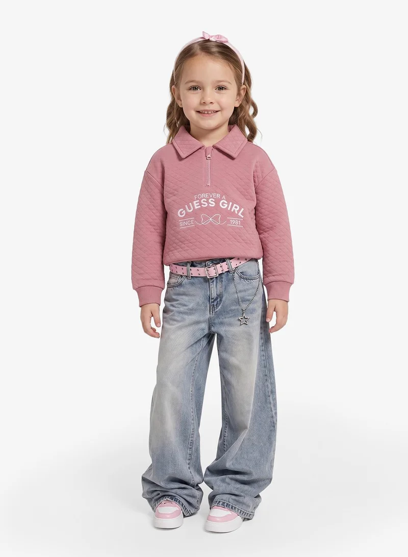 Kids Long Sleeve Active Top With Half Zip Sweatshirt
