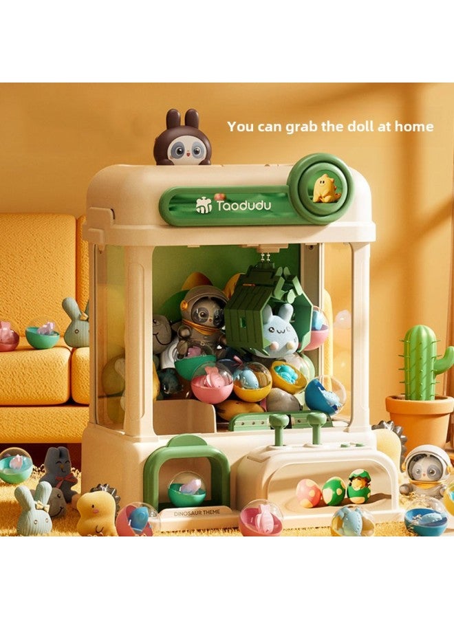 [Tao Doodle] Children's Electric Doll Grab Machine Coin-operated Toy Boy And Girl Clamp Doll Fun Gashapon Machine Gift-Color:[dinosaur Green Gift Box Model] Free 30 Dolls + 10 Gashapon + 10 Coins - Image 3