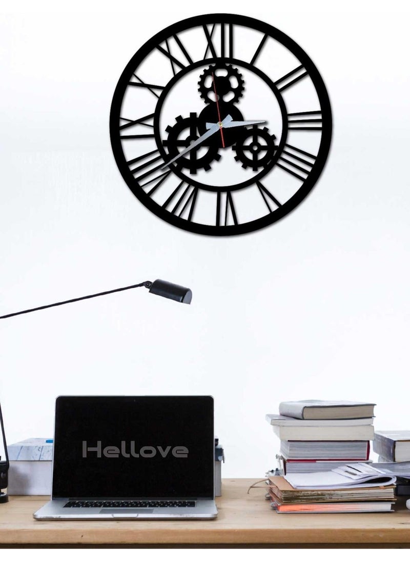 HELLOVE Roman Numeral Wall Clock Machine Gear Wheel Wall Clock  - Image 2
