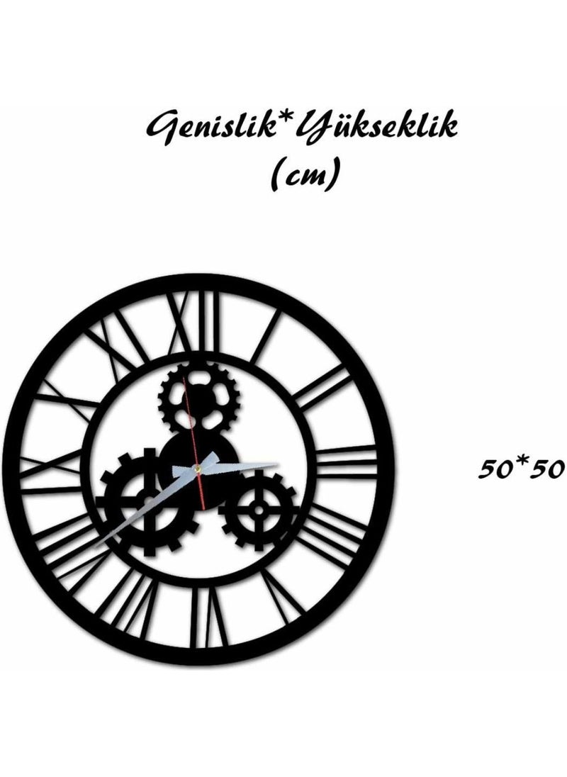 HELLOVE Roman Numeral Wall Clock Machine Gear Wheel Wall Clock  - Image 3