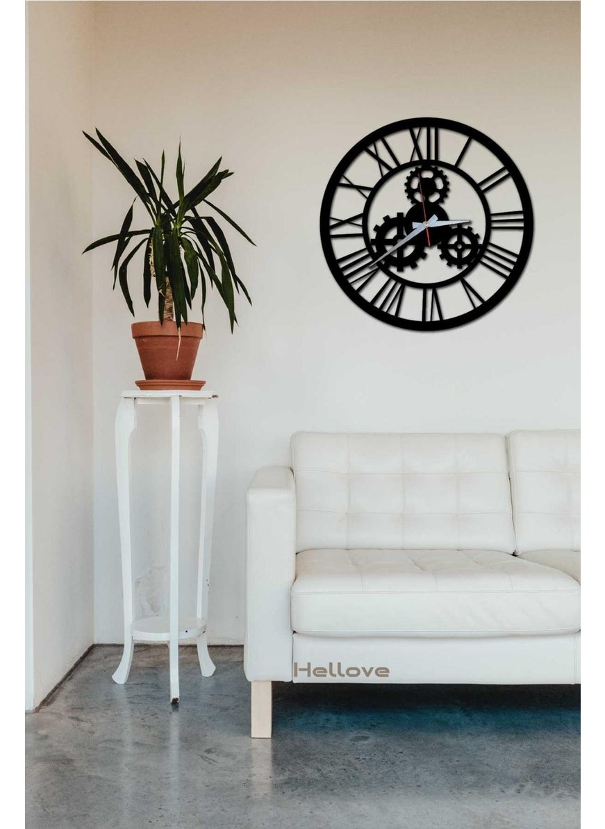 HELLOVE Roman Numeral Wall Clock Machine Gear Wheel Wall Clock  - Image 1
