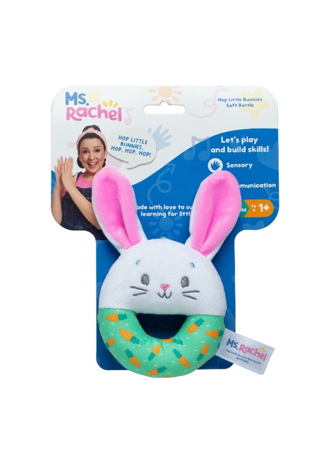 Ms. Rachel Hop Little Bunnies Soft Rattle with Plush Bunny Cover (22 cm) - Image 1