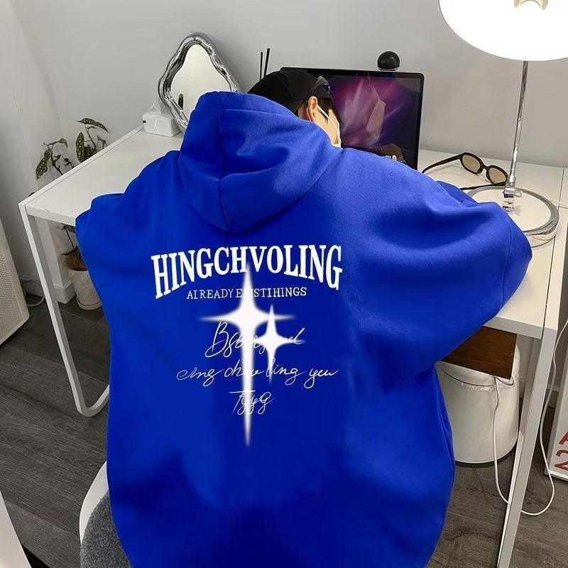 Mens Hoodie Oversize Autumn Winter High-End Streetwear Loose Jacket Black conventional  - Image 2