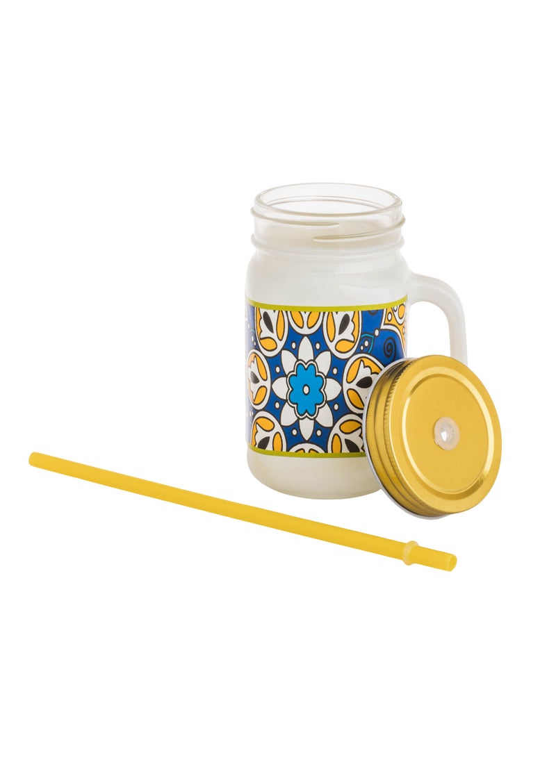 Hic Glass Mug With Straw Set 450 ml 6 Pieces Ramadan Design  - Image 2