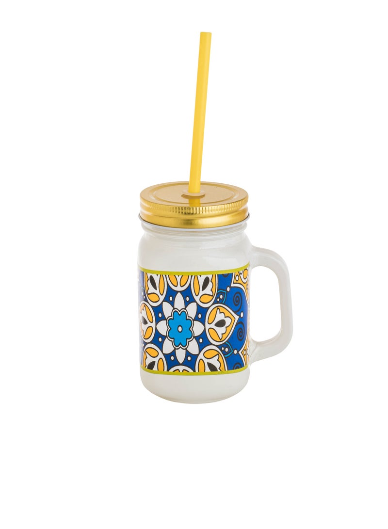 Hic Glass Mug With Straw Set 450 ml 6 Pieces Ramadan Design  - Image 3