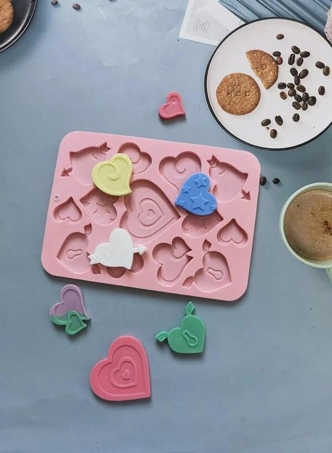 MATIN IMPEX 13pc Flat Shiny Assorted Heart Silicone Mold for Resin and More (CFM161) - Image 4