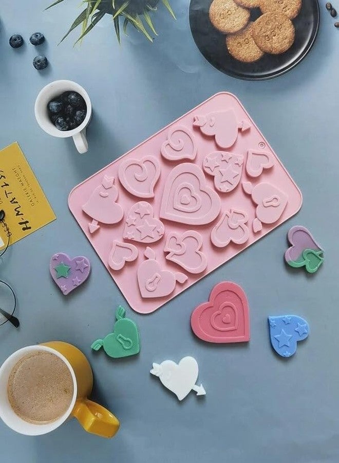 MATIN IMPEX 13pc Flat Shiny Assorted Heart Silicone Mold for Resin and More (CFM161) - Image 3