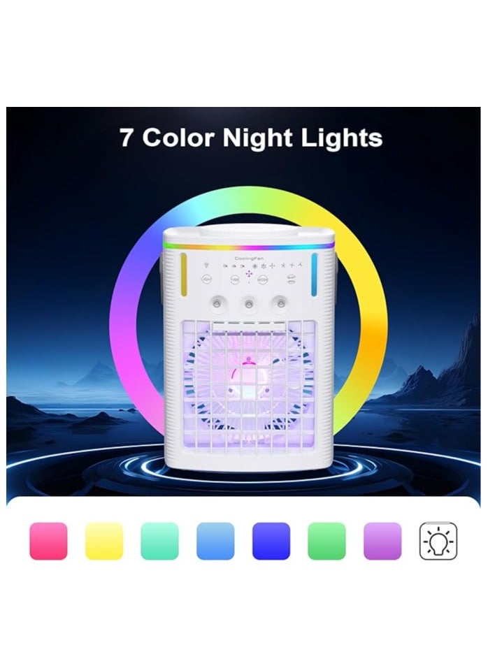 Table Fan,Cooling Fan,Air Conditioner Fan With Remote,Timer Function,7-Color Night light,3-Level Mist Modes,Personal Air Conditioner For Bedroom,Office,Room,Camping