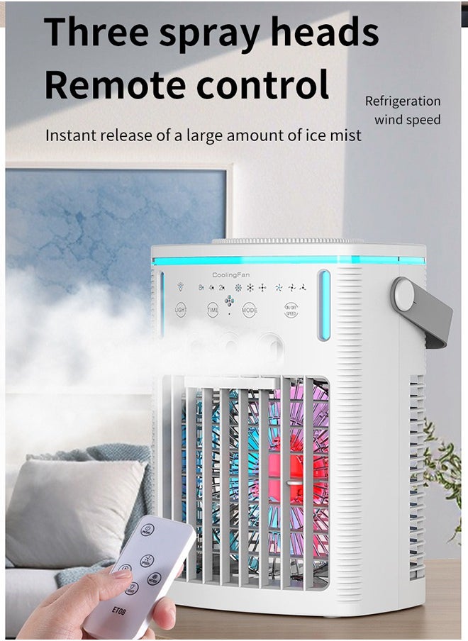 Table Fan,Cooling Fan,Air Conditioner Fan With Remote,Timer Function,7-Color Night light,3-Level Mist Modes,Personal Air Conditioner For Bedroom,Office,Room,Camping