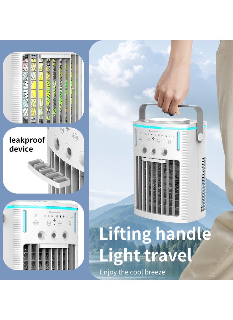 Table Fan,Cooling Fan,Air Conditioner Fan With Remote,Timer Function,7-Color Night light,3-Level Mist Modes,Personal Air Conditioner For Bedroom,Office,Room,Camping