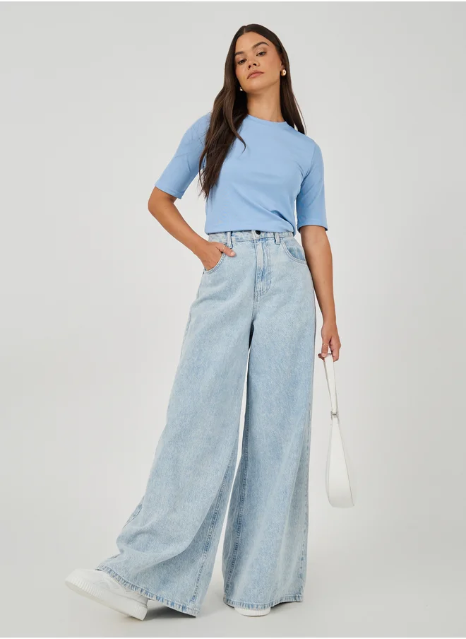 ستايلي Solid Regular Fit Round Neck T-Shirt
