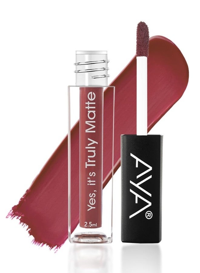 AYA Yes It's Truly Matte Liquid Lipstick, 09 Fire On Ice, 2.5 ml | Long Lasting | Waterproof | Kiss Proof | Enriched with Jojoba Oil, Shea Butter, Almond Oil, Vitamin E, SPF - Image 1