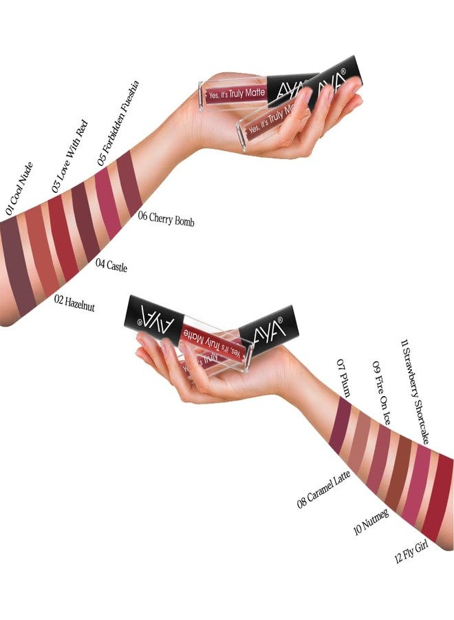 AYA Yes It's Truly Matte Liquid Lipstick, 09 Fire On Ice, 2.5 ml | Long Lasting | Waterproof | Kiss Proof | Enriched with Jojoba Oil, Shea Butter, Almond Oil, Vitamin E, SPF - Image 5