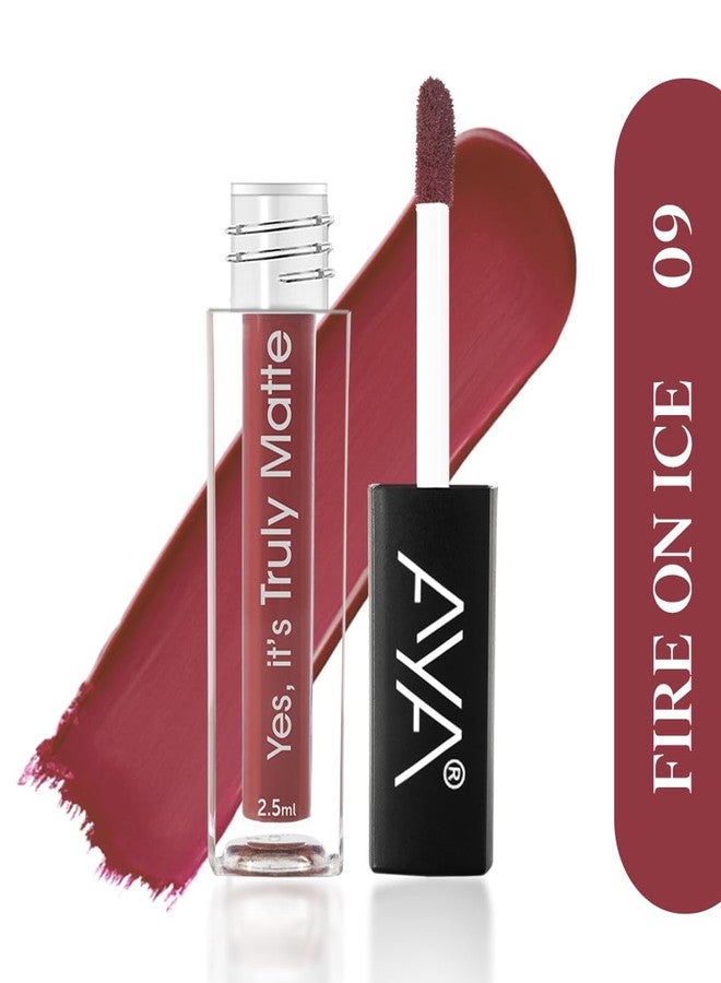 AYA Yes It's Truly Matte Liquid Lipstick, 09 Fire On Ice, 2.5 ml | Long Lasting | Waterproof | Kiss Proof | Enriched with Jojoba Oil, Shea Butter, Almond Oil, Vitamin E, SPF - Image 3
