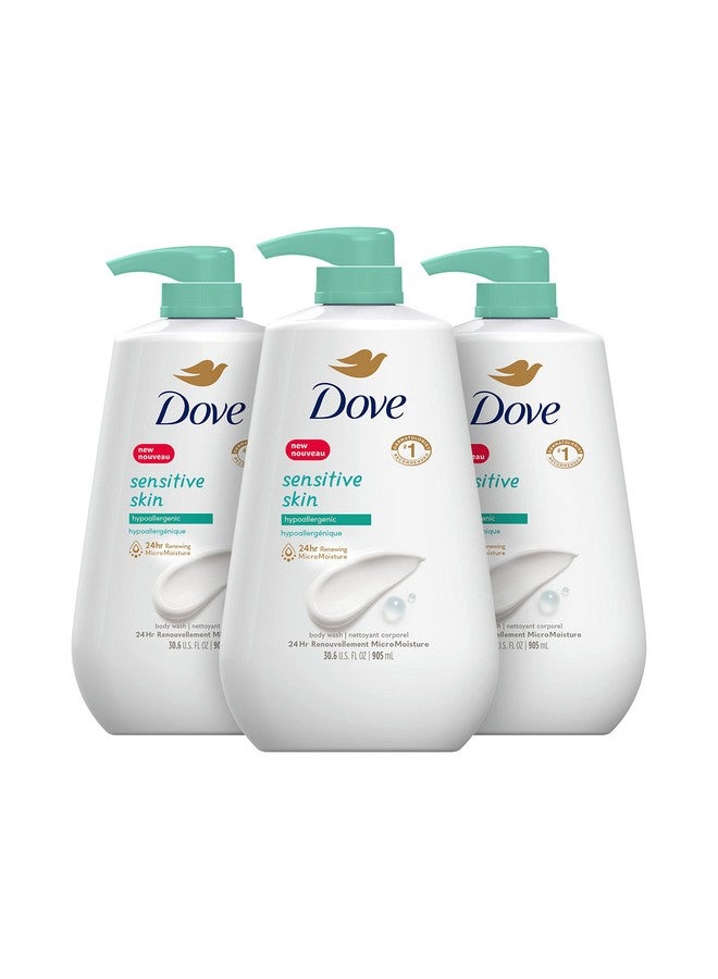 Dove Body Wash With Pump Sensitive Skin 3 Count Hypoallergenic, Paraben-Free, Sulfate-Free, Cruelty-Free, Moisturizing Skin Cleanser Effectively Washes Away Bacteria While Nourishing Skin 30.6 oz - Image 1