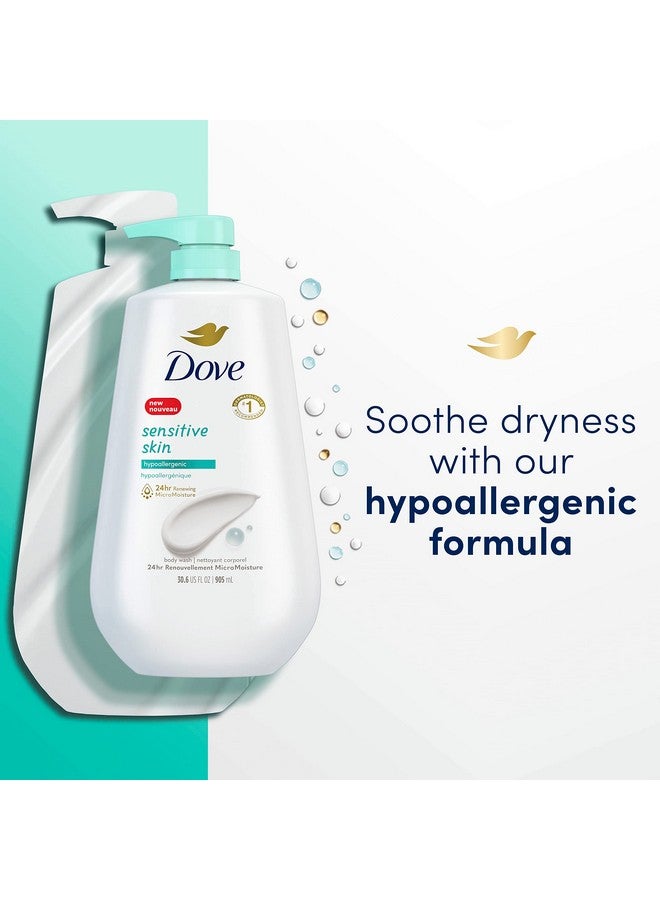 Dove Body Wash With Pump Sensitive Skin 3 Count Hypoallergenic, Paraben-Free, Sulfate-Free, Cruelty-Free, Moisturizing Skin Cleanser Effectively Washes Away Bacteria While Nourishing Skin 30.6 oz - Image 4