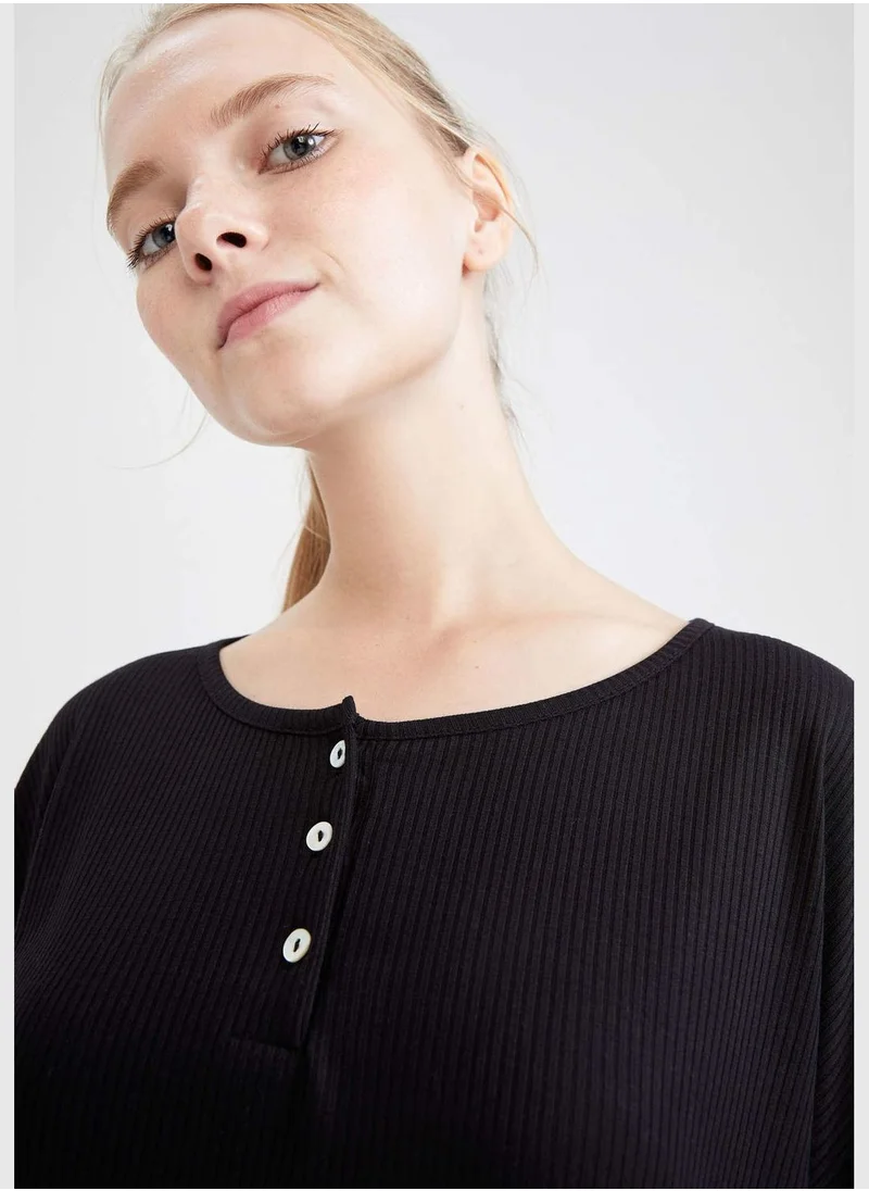 DeFacto Long Sleeve Buttoned Pyjamas Set
