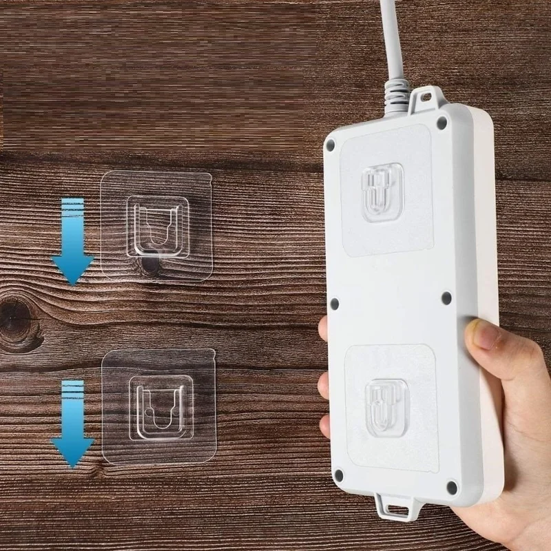 BarkoFix Set of 2 Double-Sided Adhesive Snap Clips Storage Hanger Transparent Wall Hook