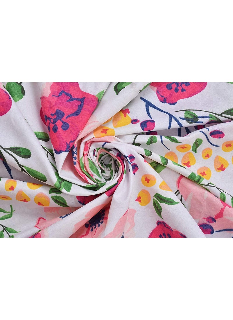 FESTIVAL HOME FURNISHINGS FESTIVAL HOME FURNISHINGS Polycotton 400TC Floral Diwan Set 60X90 Inch Bedsheet 16x16inch Cushion Covers 18x28 inch Bolster Covers Multicolour Full Size  - Image 3