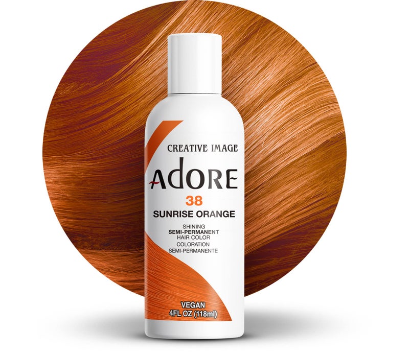 Adore Semi Permanent Hair Color (038 Sunrise Orange) | Vegan & Cruelty-Free Orange Hair Dye | No Ammonia, No Peroxide, No Alcohol | 4 Fl Oz (Pack of 1) - Image 1
